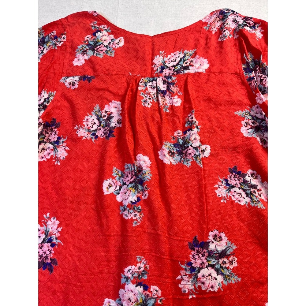 Anthropologie Maeve Hansley Orange Floral V Neck Boho Top Womens sz 10 Summer - Picture 10 of 16